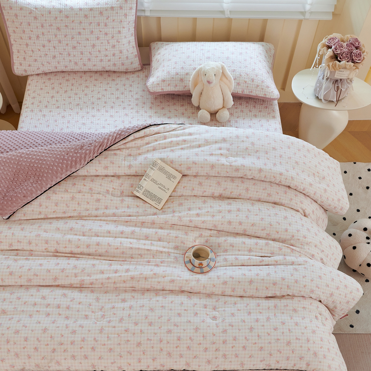 91家纺网 家纺一手货源 找家纺 缔锦家纺 2025新款软糯全棉豆豆被被子被芯 梦恋