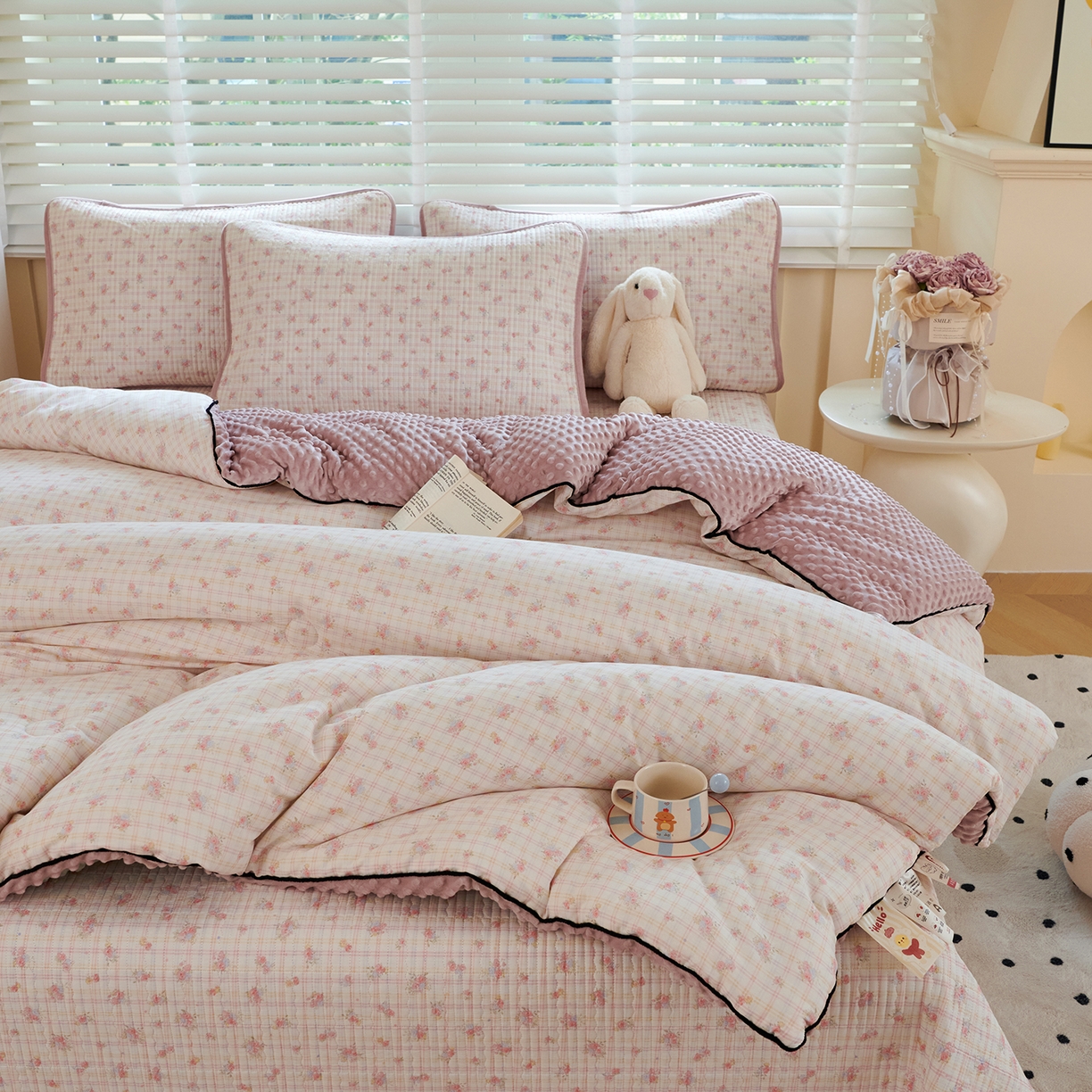 91家纺网 家纺一手货源 找家纺 缔锦家纺 2025新款软糯全棉豆豆被被子被芯 梦恋