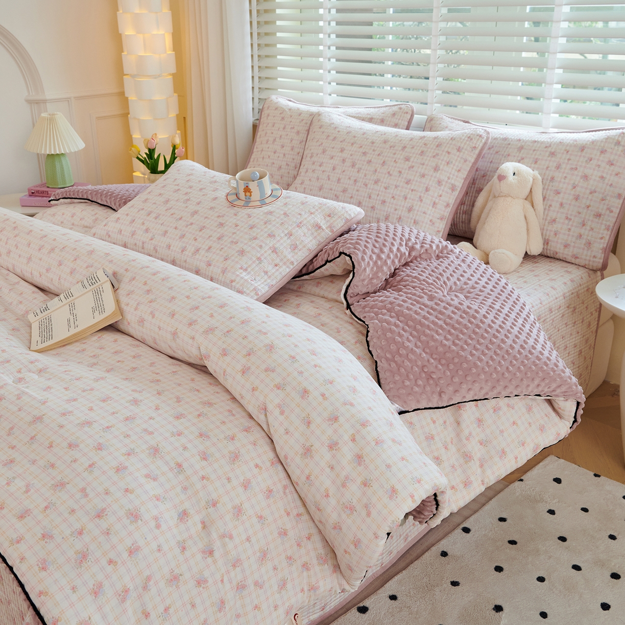 91家纺网 家纺一手货源 找家纺 缔锦家纺 2025新款软糯全棉豆豆被被子被芯 梦恋