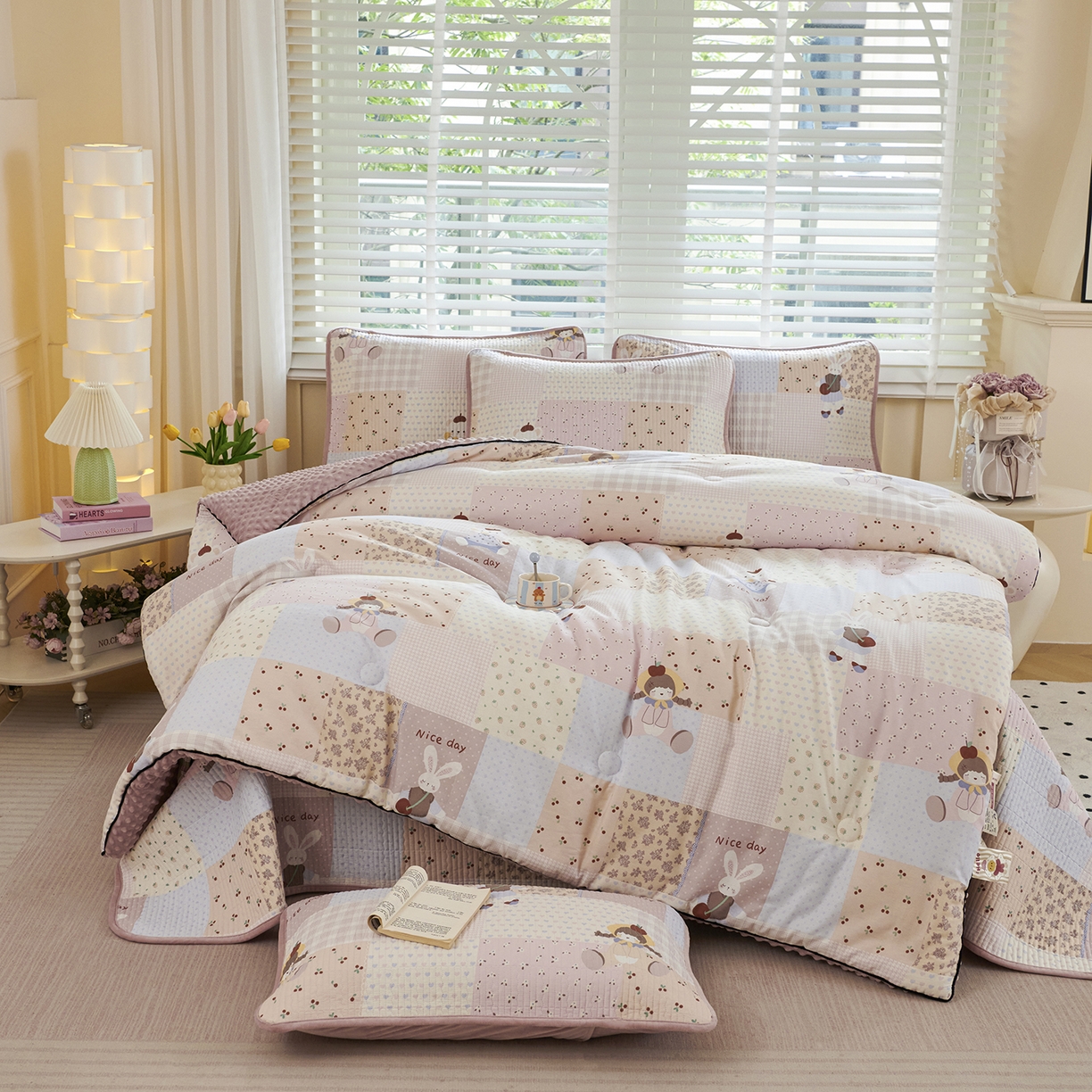 缔锦家纺 2025新款软糯全棉豆豆被被子被芯 少女日记