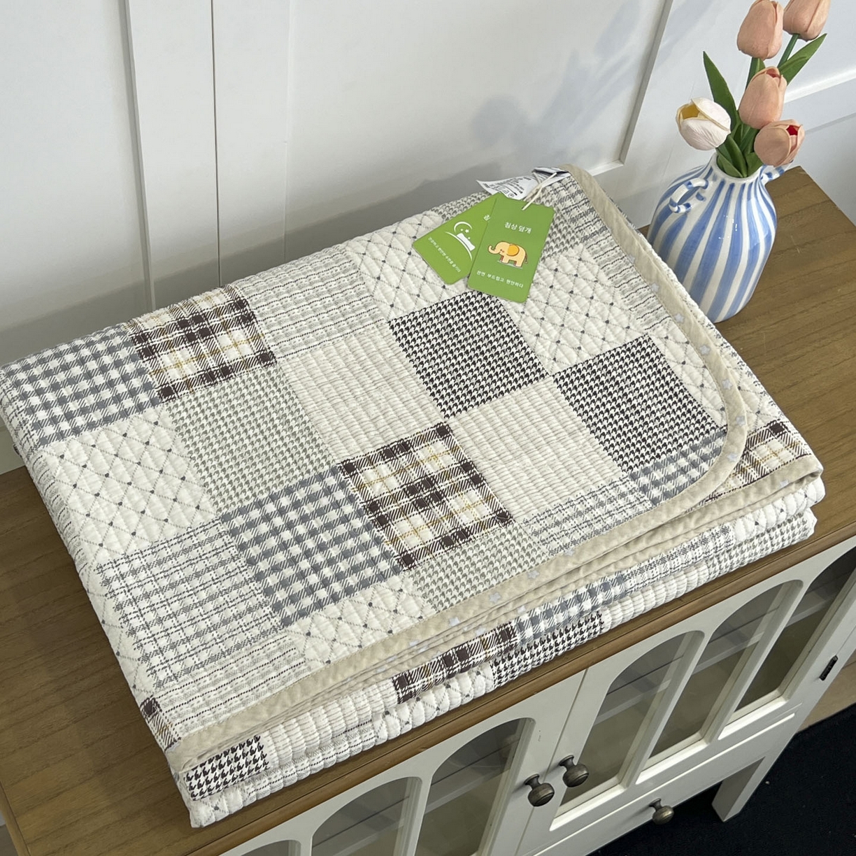 91家纺网 家纺一手货源 找家纺 沐纯家居 2025新款跑量款双面纯棉 棉花填充水洗床盖 布依格-米