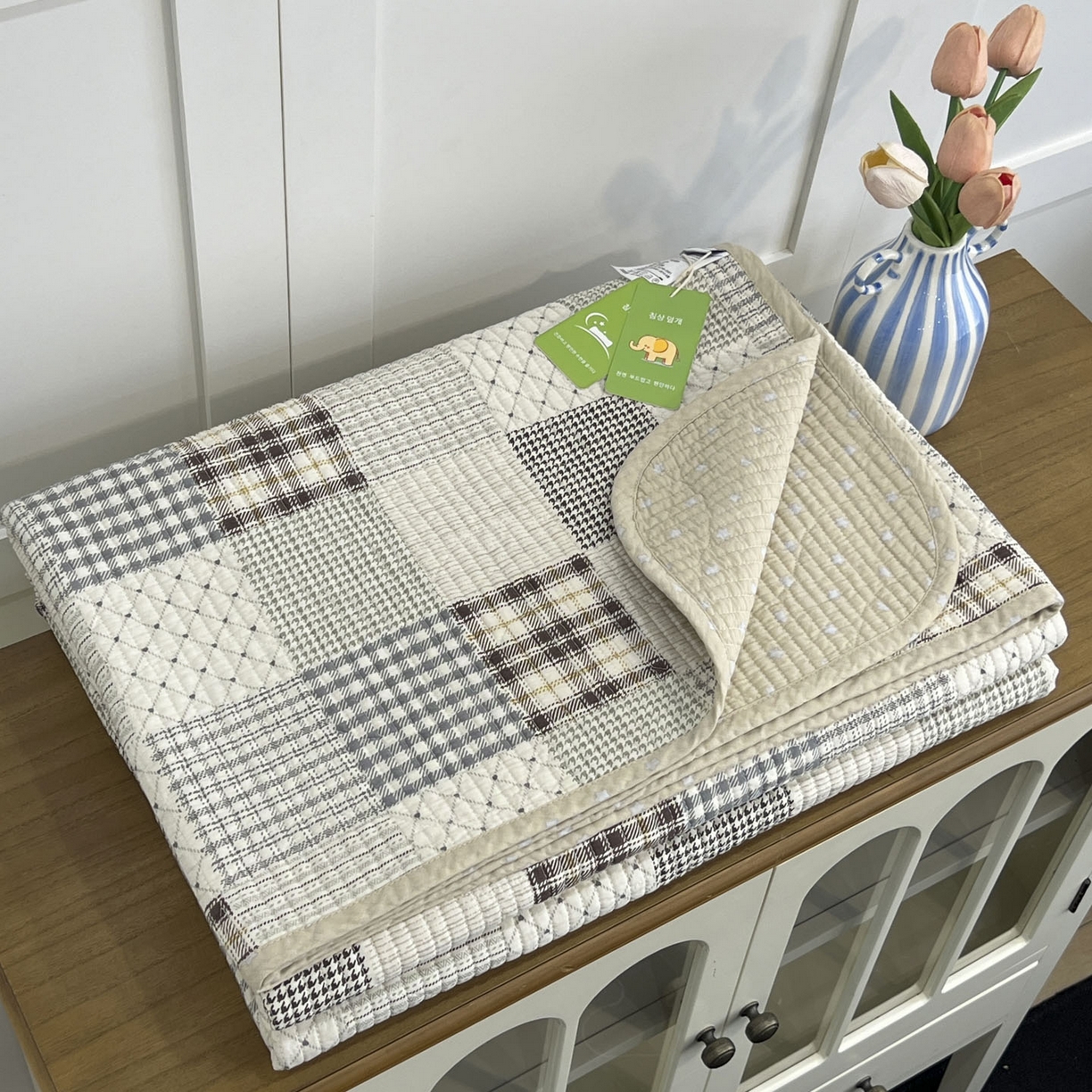 91家纺网 家纺一手货源 找家纺 沐纯家居 2025新款跑量款双面纯棉 棉花填充水洗床盖 布依格-米