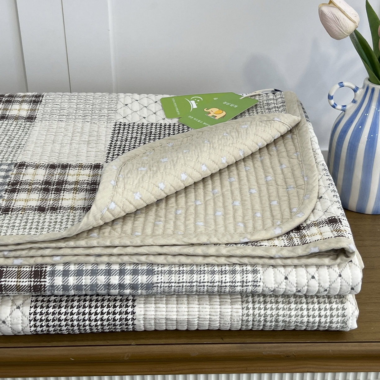 91家纺网 家纺一手货源 找家纺 沐纯家居 2025新款跑量款双面纯棉 棉花填充水洗床盖 布依格-米