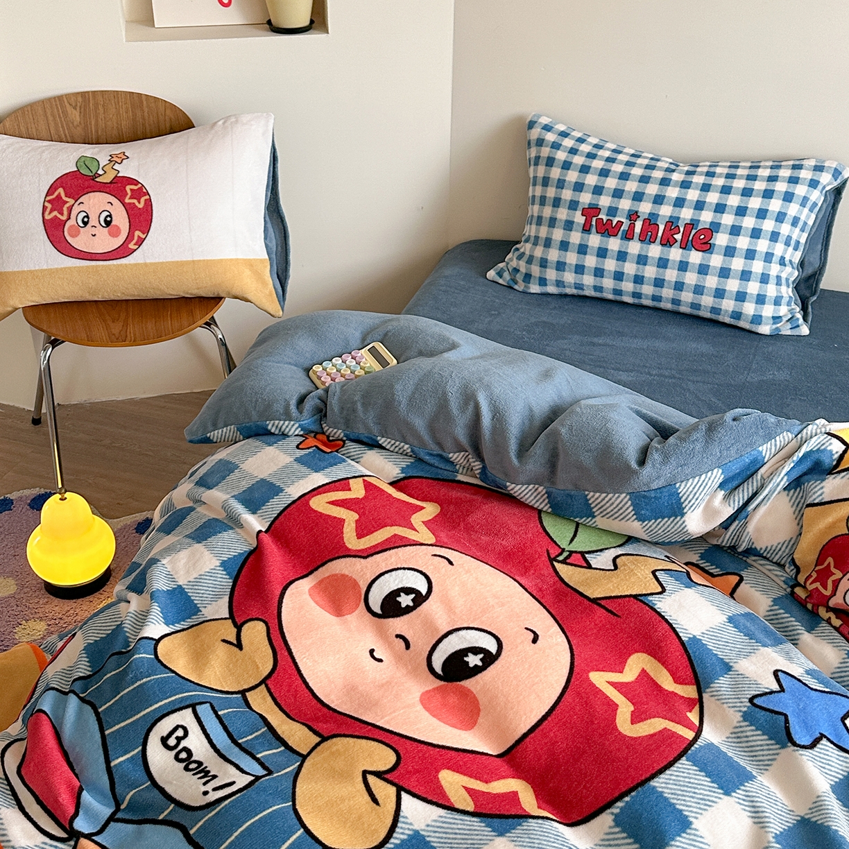 91家纺网 家纺一手货源 找家纺 美乐迪家纺 2025新款高品质大版牛奶绒四件套 星星男孩