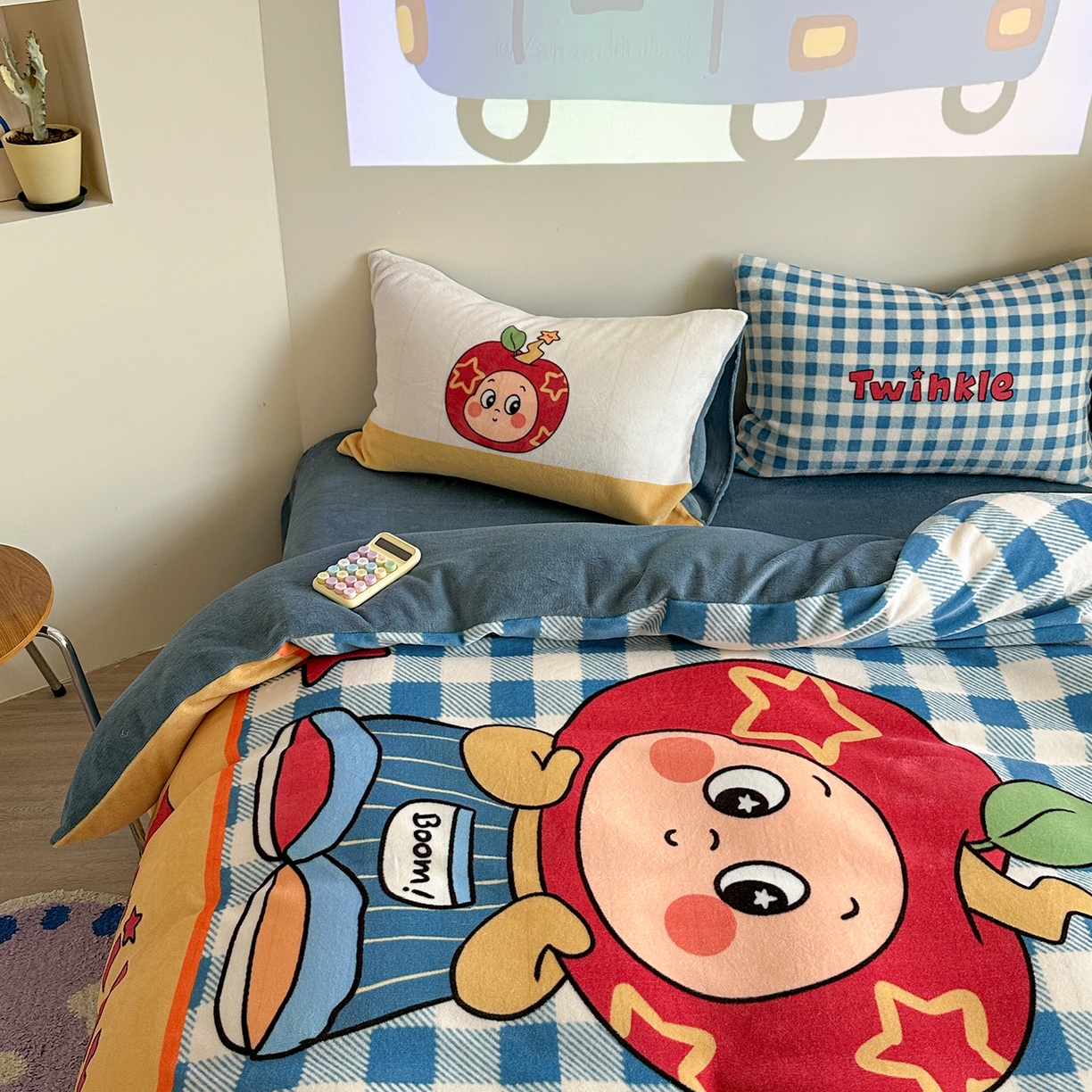 91家纺网 家纺一手货源 找家纺 美乐迪家纺 2025新款高品质大版牛奶绒四件套 星星男孩