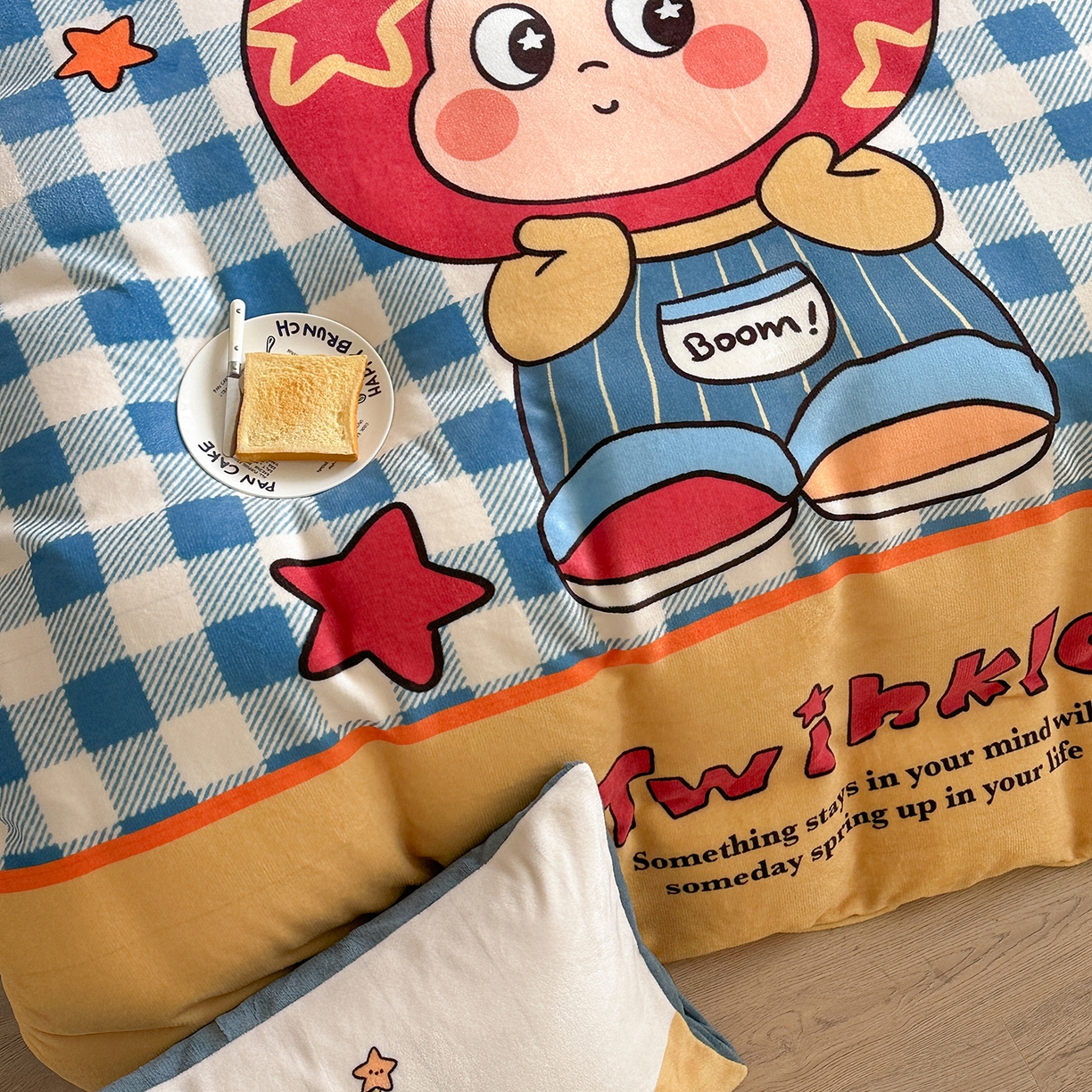 91家纺网 家纺一手货源 找家纺 美乐迪家纺 2025新款高品质大版牛奶绒四件套 星星男孩