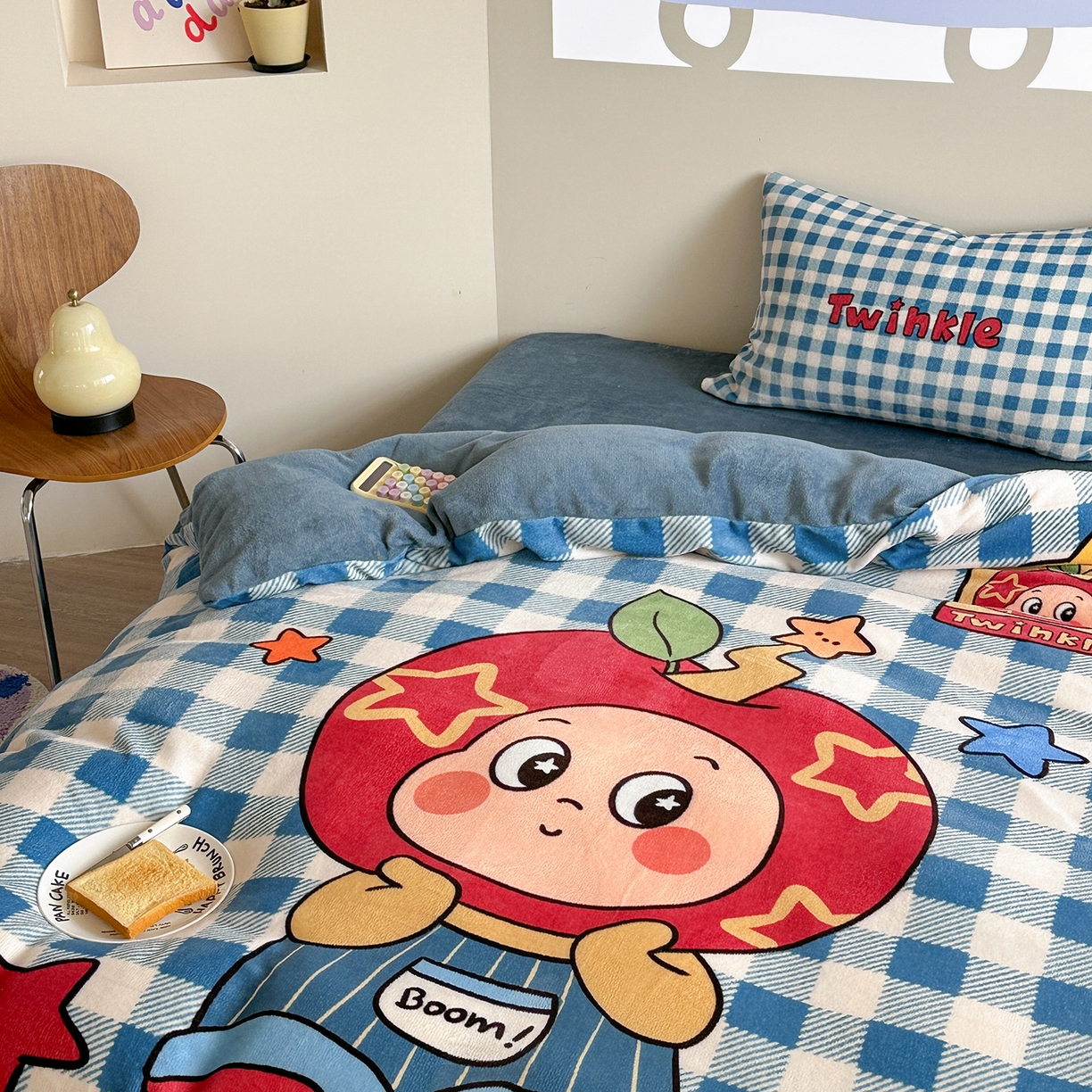 91家纺网 家纺一手货源 找家纺 美乐迪家纺 2025新款高品质大版牛奶绒四件套 星星男孩