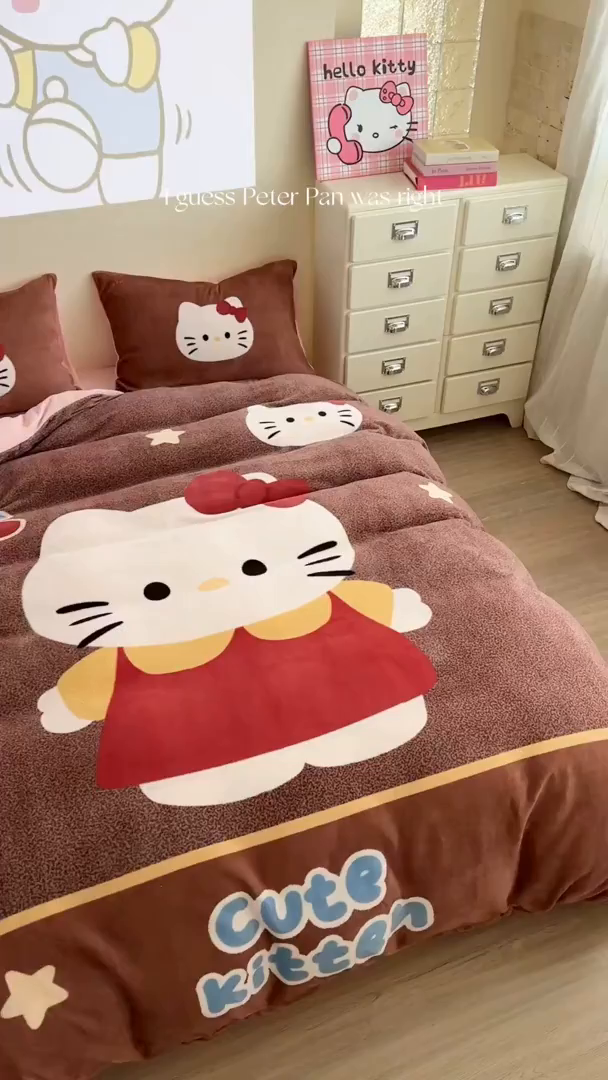 91家纺网 家纺一手货源 找家纺 美乐迪家纺 2025新款高品质大版牛奶绒四件套 大脸猫