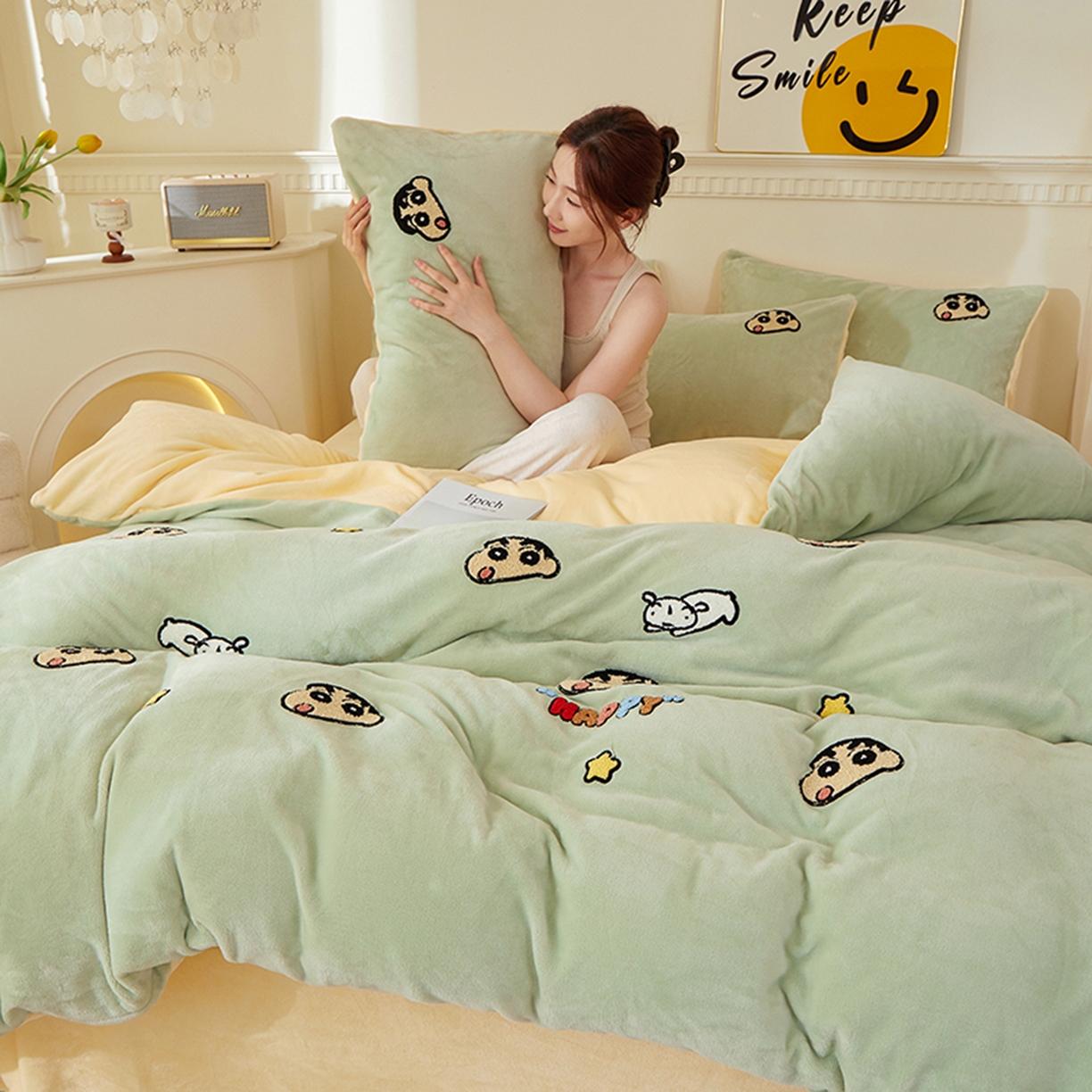 91家纺网 家纺一手货源 找家纺 楼兰公主毛毯专供 2025新款高克重230g牛奶绒数码印花毛巾绣卡通四件套 小男孩