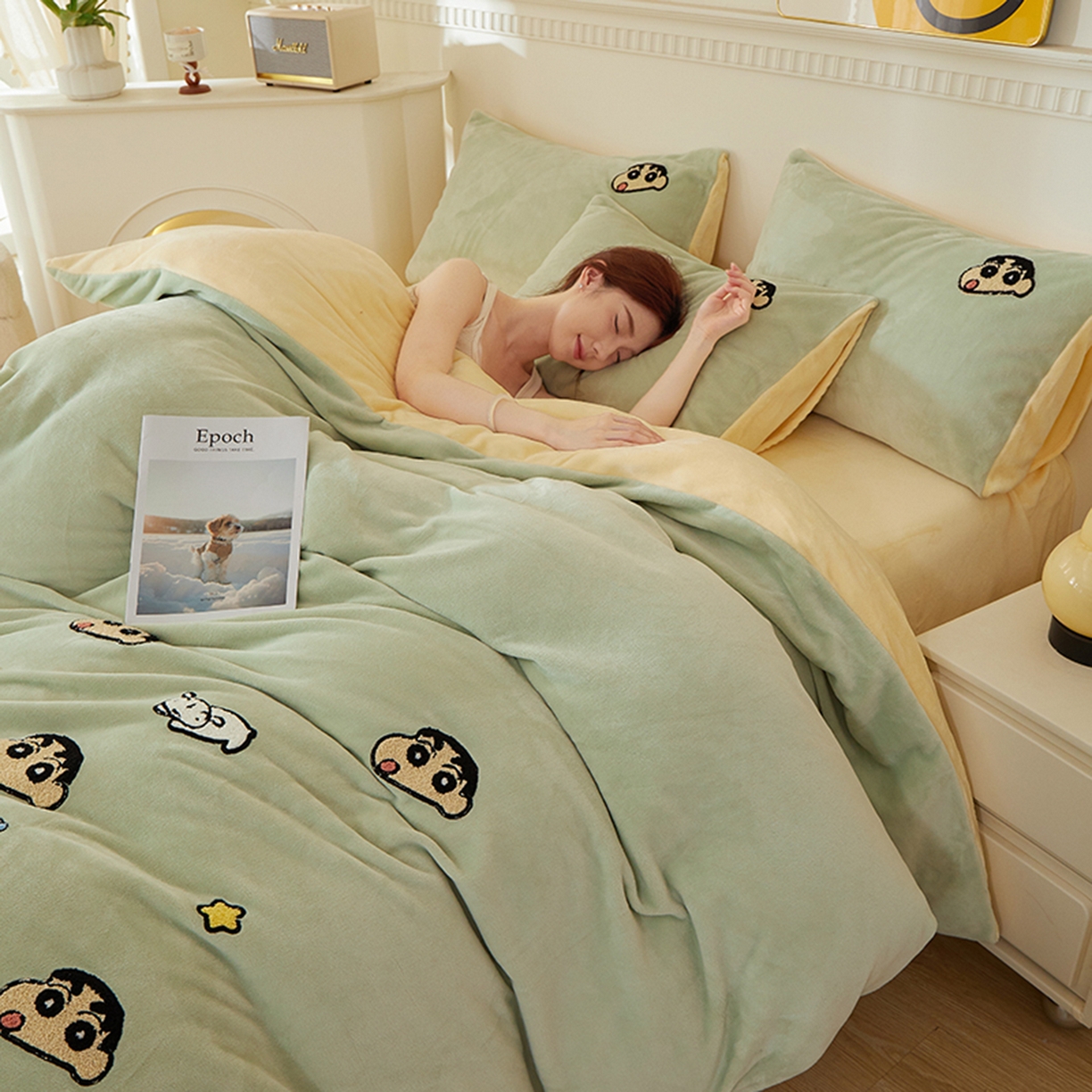 91家纺网 家纺一手货源 找家纺 楼兰公主毛毯专供 2025新款高克重230g牛奶绒数码印花毛巾绣卡通四件套 小男孩