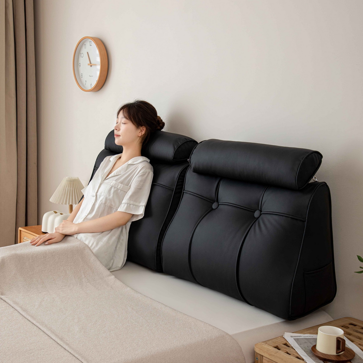 91家纺网 家纺一手货源 找家纺 （总）沐沐家纺 2026新款简约科技布立体靠枕带头枕