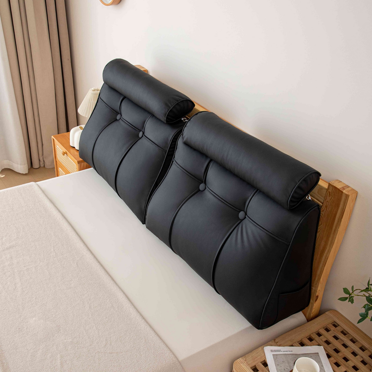 91家纺网 家纺一手货源 找家纺 （总）沐沐家纺 2026新款简约科技布立体靠枕带头枕