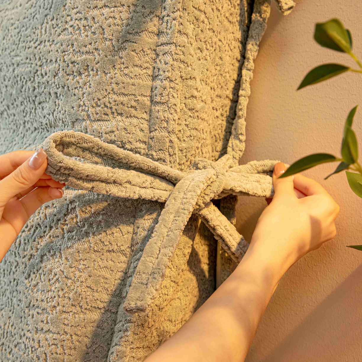 91家纺网 家纺一手货源 找家纺 沐沐家纺 2026新款简约可可西里床头靠背 水绿