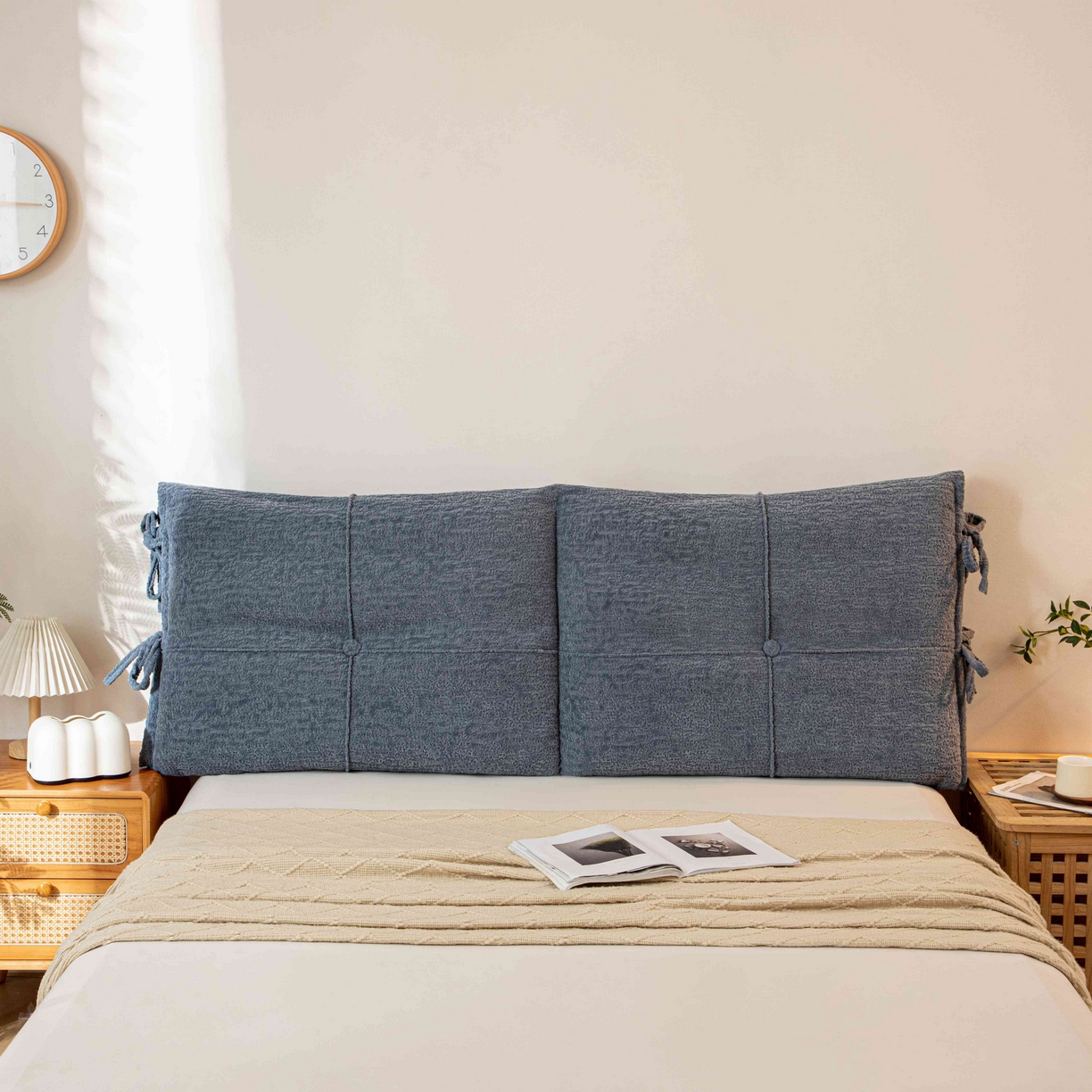 91家纺网 家纺一手货源 找家纺 沐沐家纺 2026新款简约可可西里床头靠背 深灰