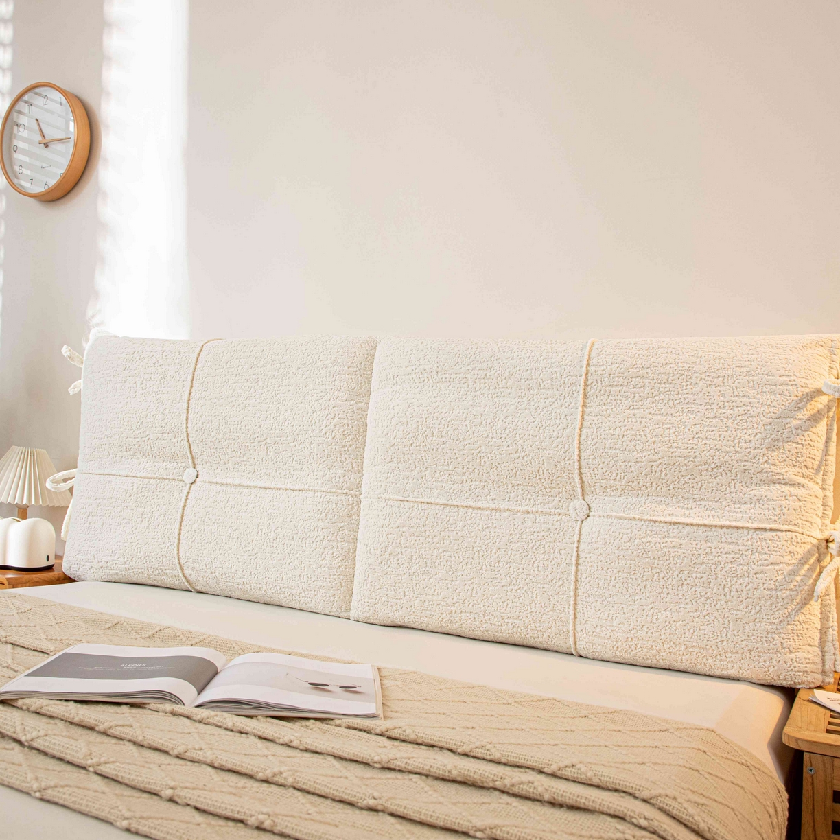 91家纺网 家纺一手货源 找家纺 沐沐家纺 2026新款简约可可西里床头靠背 米白