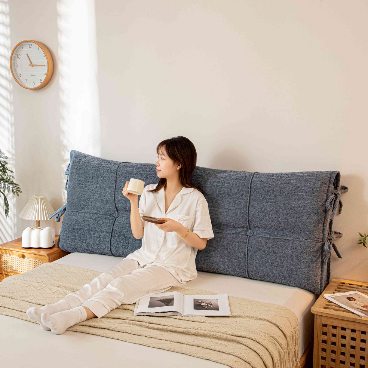 91家纺网 家纺一手货源 找家纺 沐沐家纺 2026新款简约可可西里床头靠背 深灰