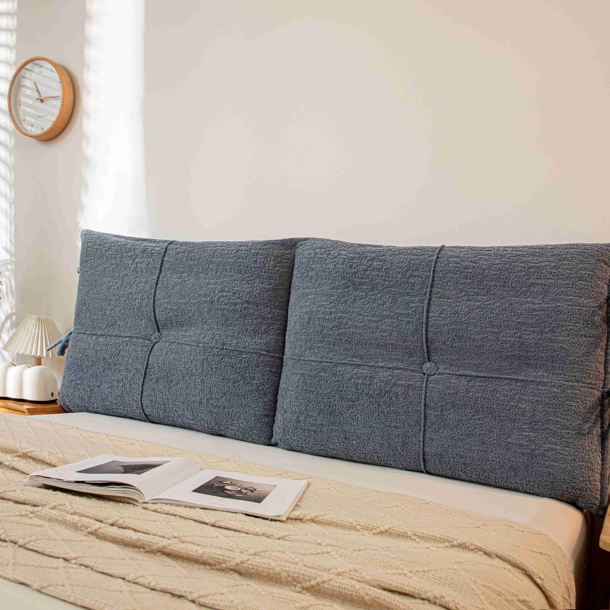 91家纺网 家纺一手货源 找家纺 沐沐家纺 2026新款简约可可西里床头靠背 深灰