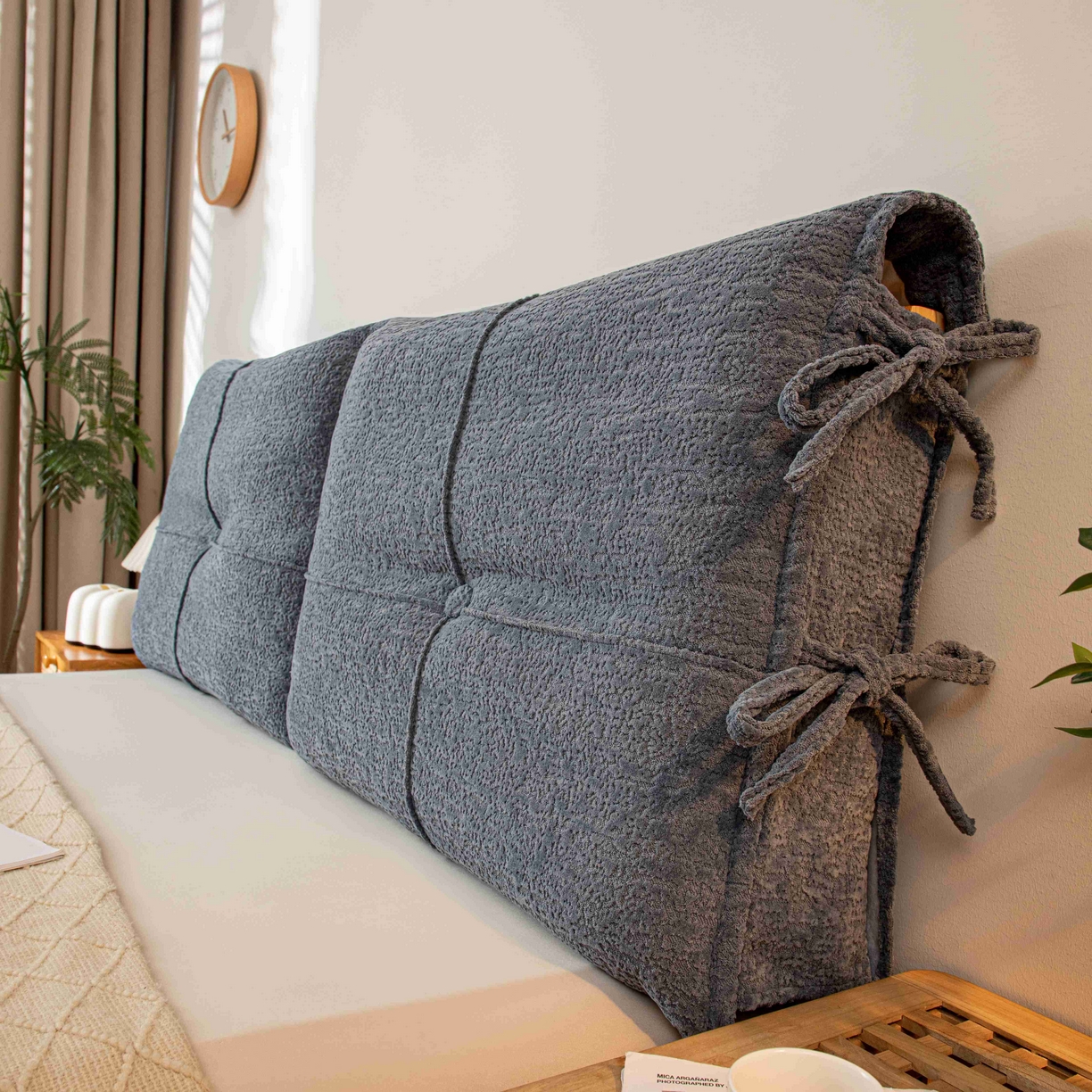 91家纺网 家纺一手货源 找家纺 沐沐家纺 2026新款简约可可西里床头靠背 深灰