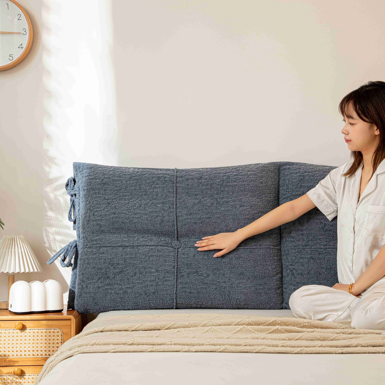 91家纺网 家纺一手货源 找家纺 沐沐家纺 2026新款简约可可西里床头靠背 深灰