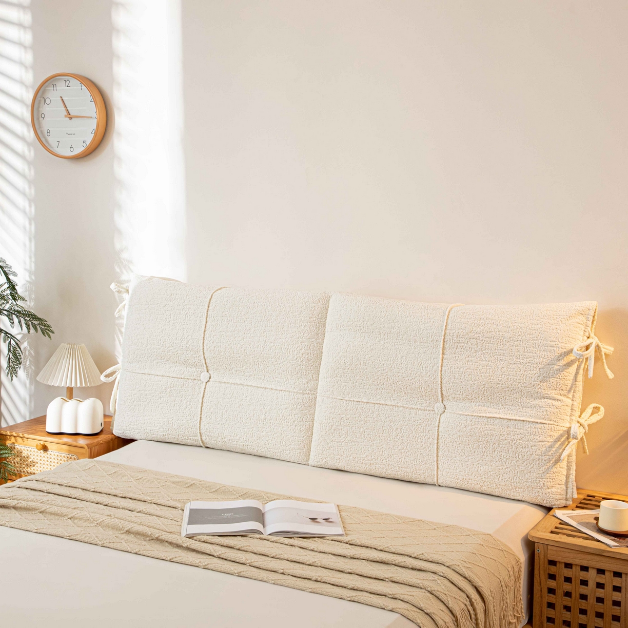 91家纺网 家纺一手货源 找家纺 沐沐家纺 2026新款简约可可西里床头靠背 米白