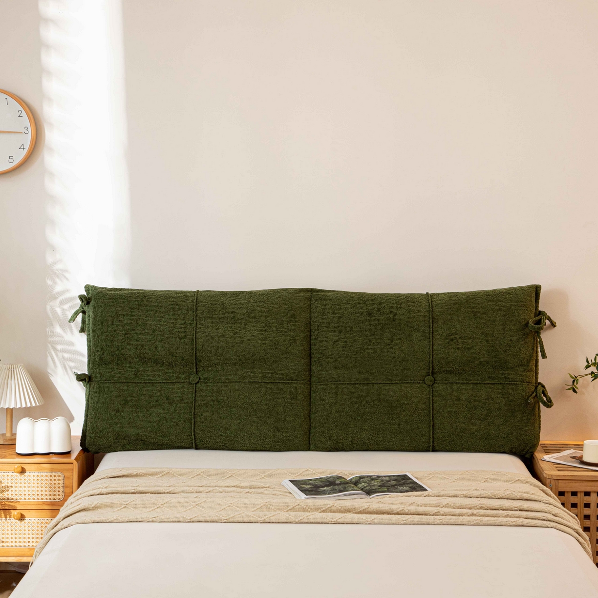 91家纺网 家纺一手货源 找家纺 沐沐家纺 2026新款简约可可西里床头靠背 墨绿