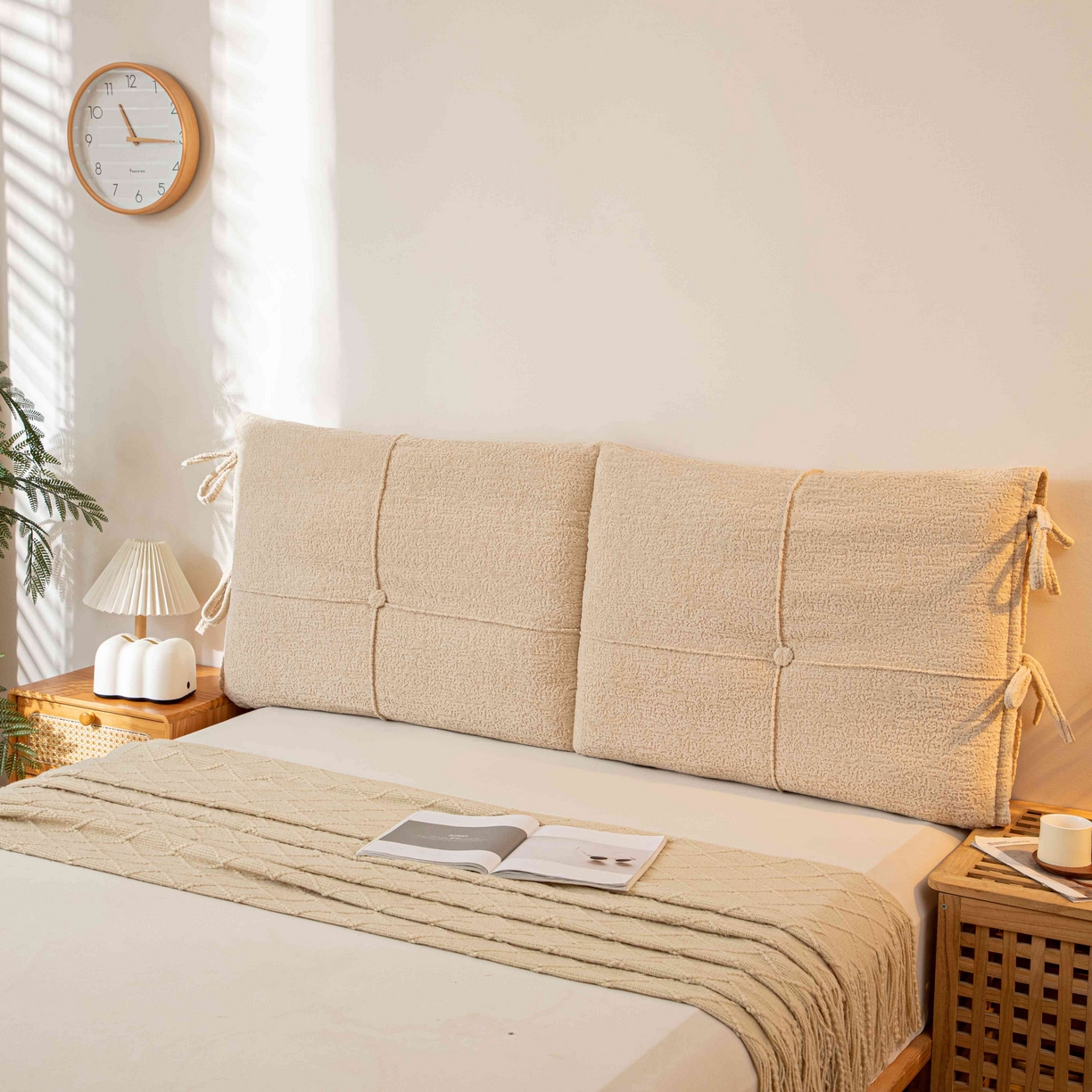 91家纺网 家纺一手货源 找家纺 沐沐家纺 2026新款简约可可西里床头靠背 卡其