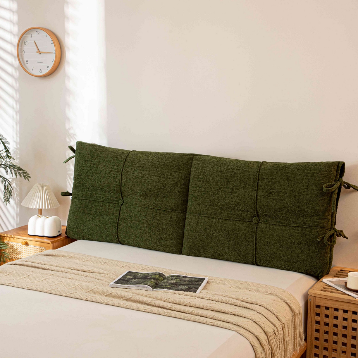 91家纺网 家纺一手货源 找家纺 沐沐家纺 2026新款简约可可西里床头靠背 墨绿