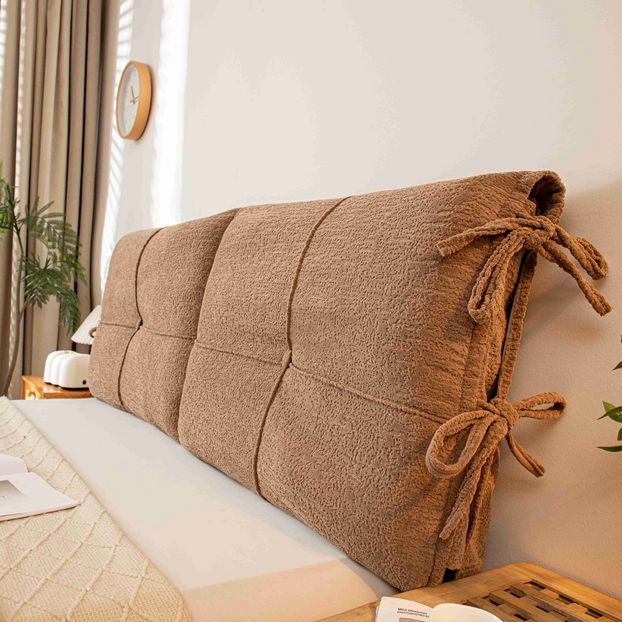 91家纺网 家纺一手货源 找家纺 沐沐家纺 2026新款简约可可西里床头靠背 咖色