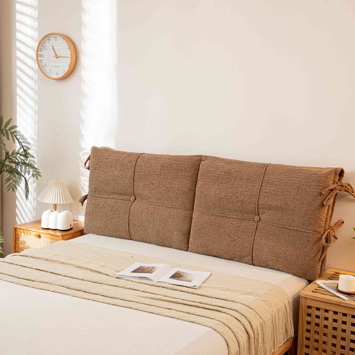 91家纺网 家纺一手货源 找家纺 沐沐家纺 2026新款简约可可西里床头靠背 咖色