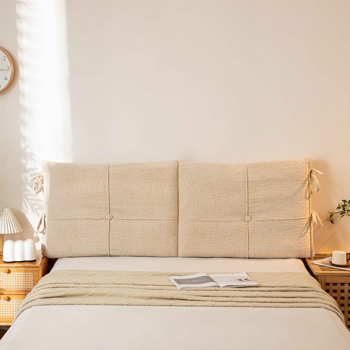 91家纺网 家纺一手货源 找家纺 沐沐家纺 2026新款简约可可西里床头靠背 卡其