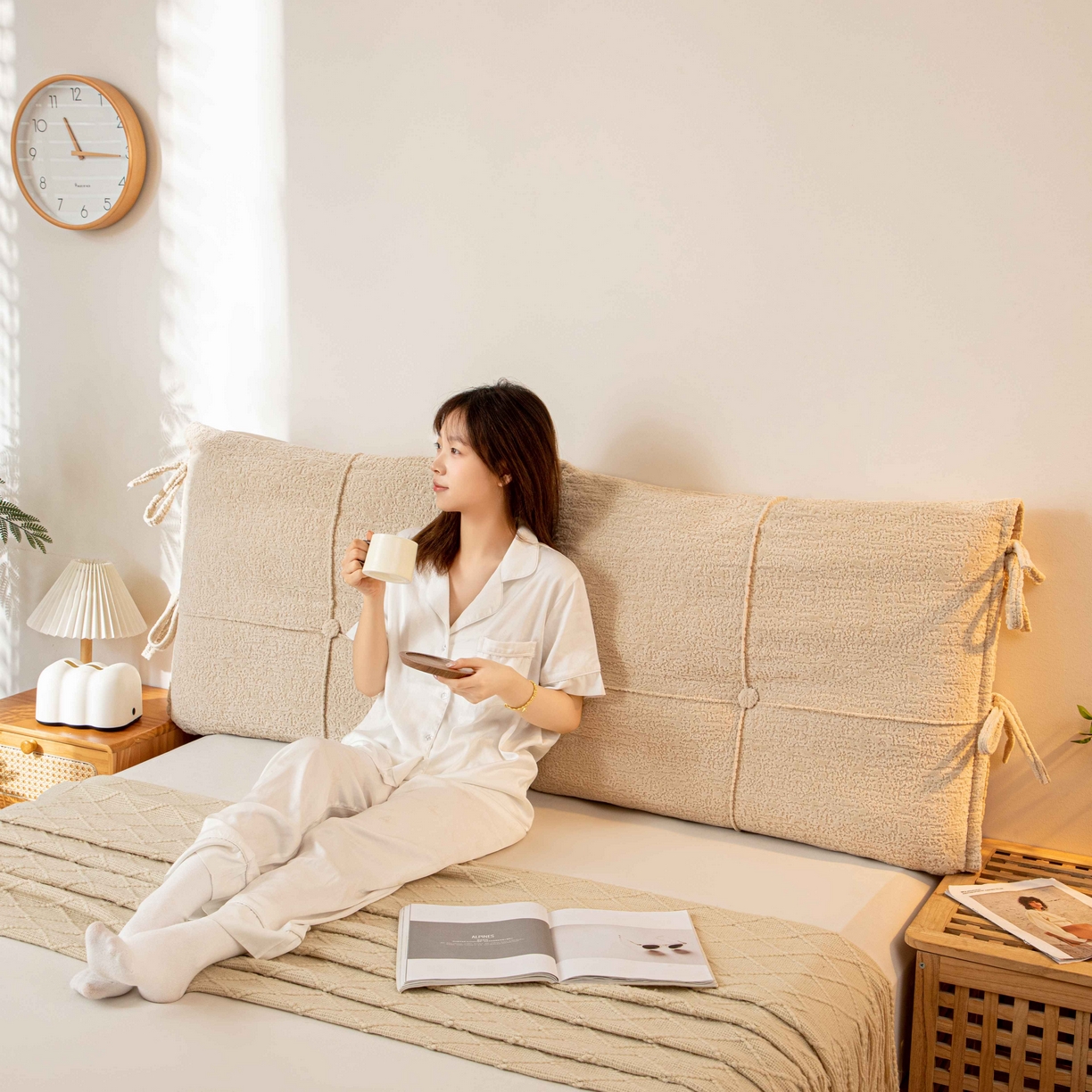 91家纺网 家纺一手货源 找家纺 沐沐家纺 2026新款简约可可西里床头靠背 卡其