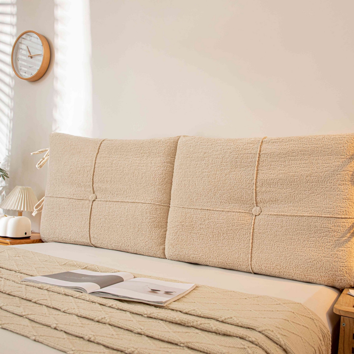 91家纺网 家纺一手货源 找家纺 沐沐家纺 2026新款简约可可西里床头靠背 卡其