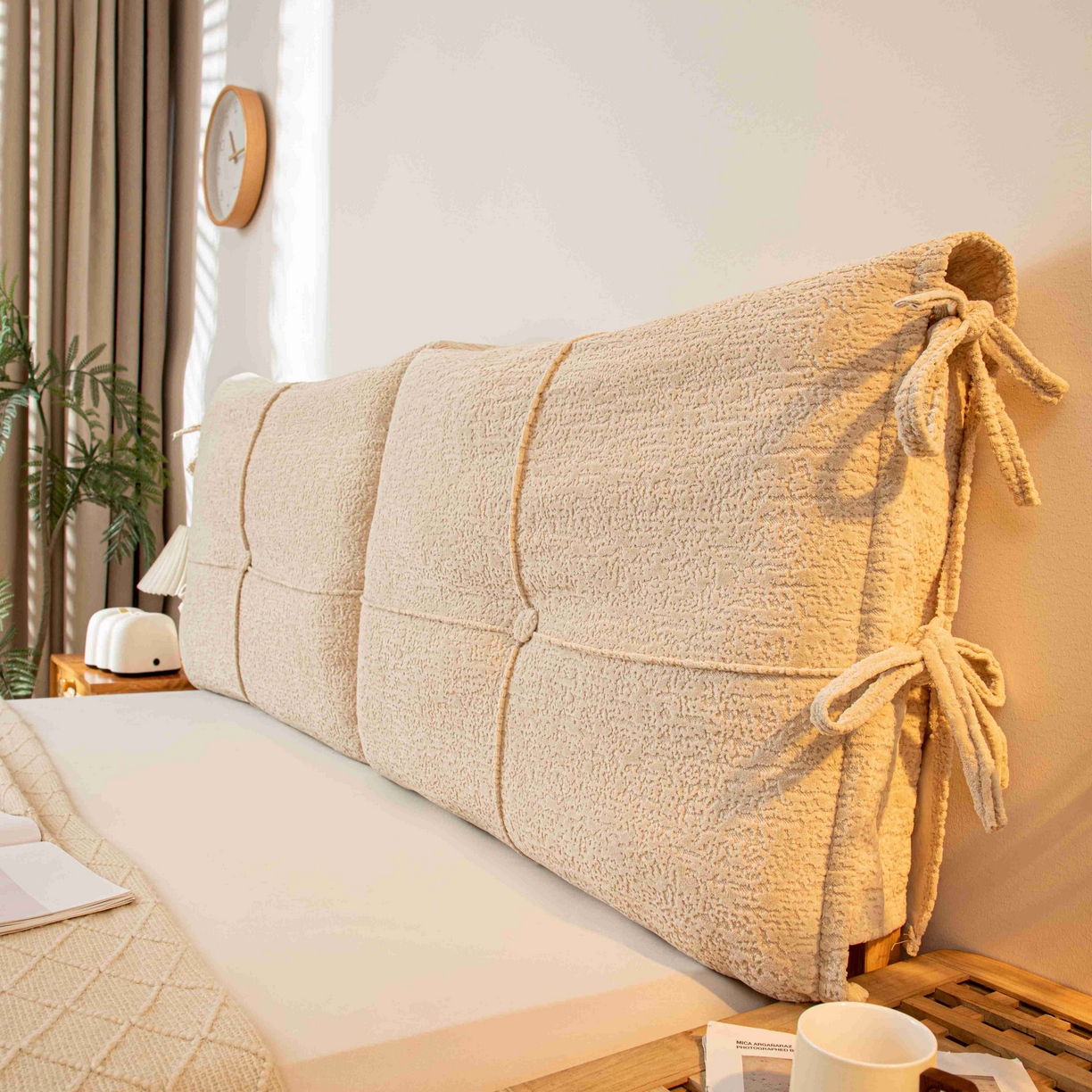 91家纺网 家纺一手货源 找家纺 沐沐家纺 2026新款简约可可西里床头靠背 卡其