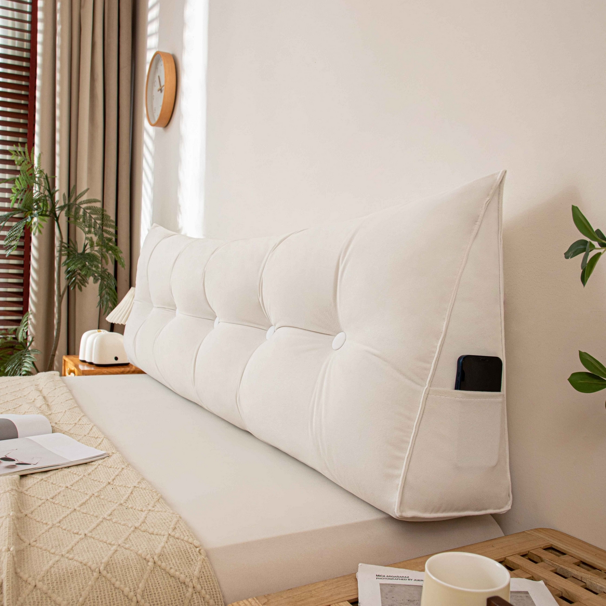 91家纺网 家纺一手货源 找家纺 沐沐家纺 2026新款磨砂绒三角靠背（不带头枕） 白色