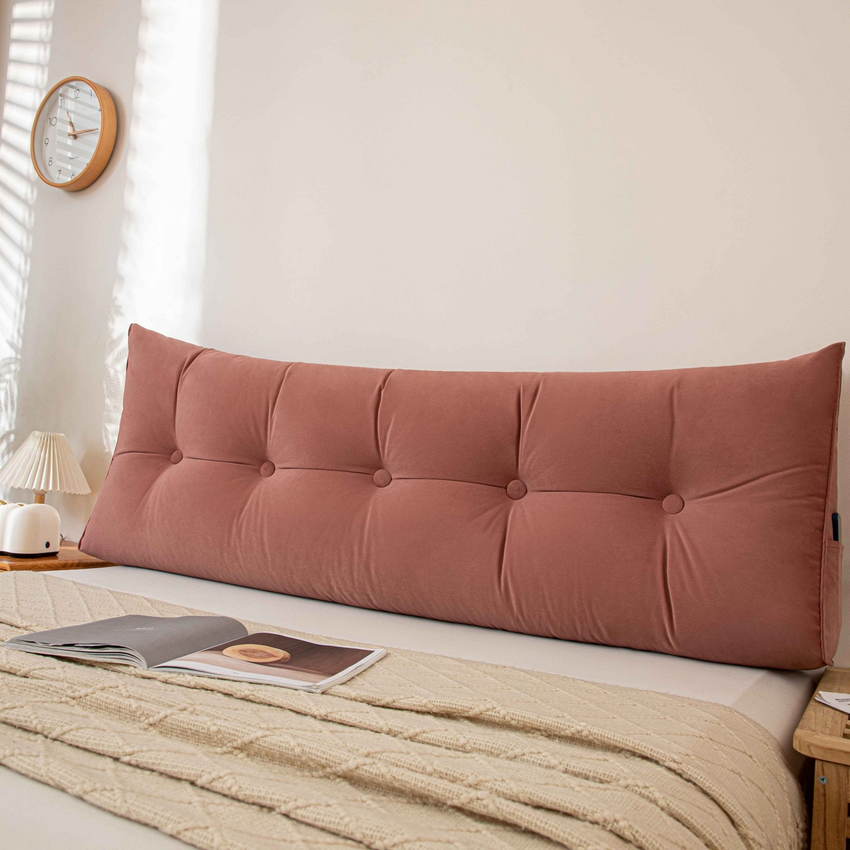 91家纺网 家纺一手货源 找家纺 沐沐家纺 2026新款磨砂绒三角靠背（不带头枕） 粉色