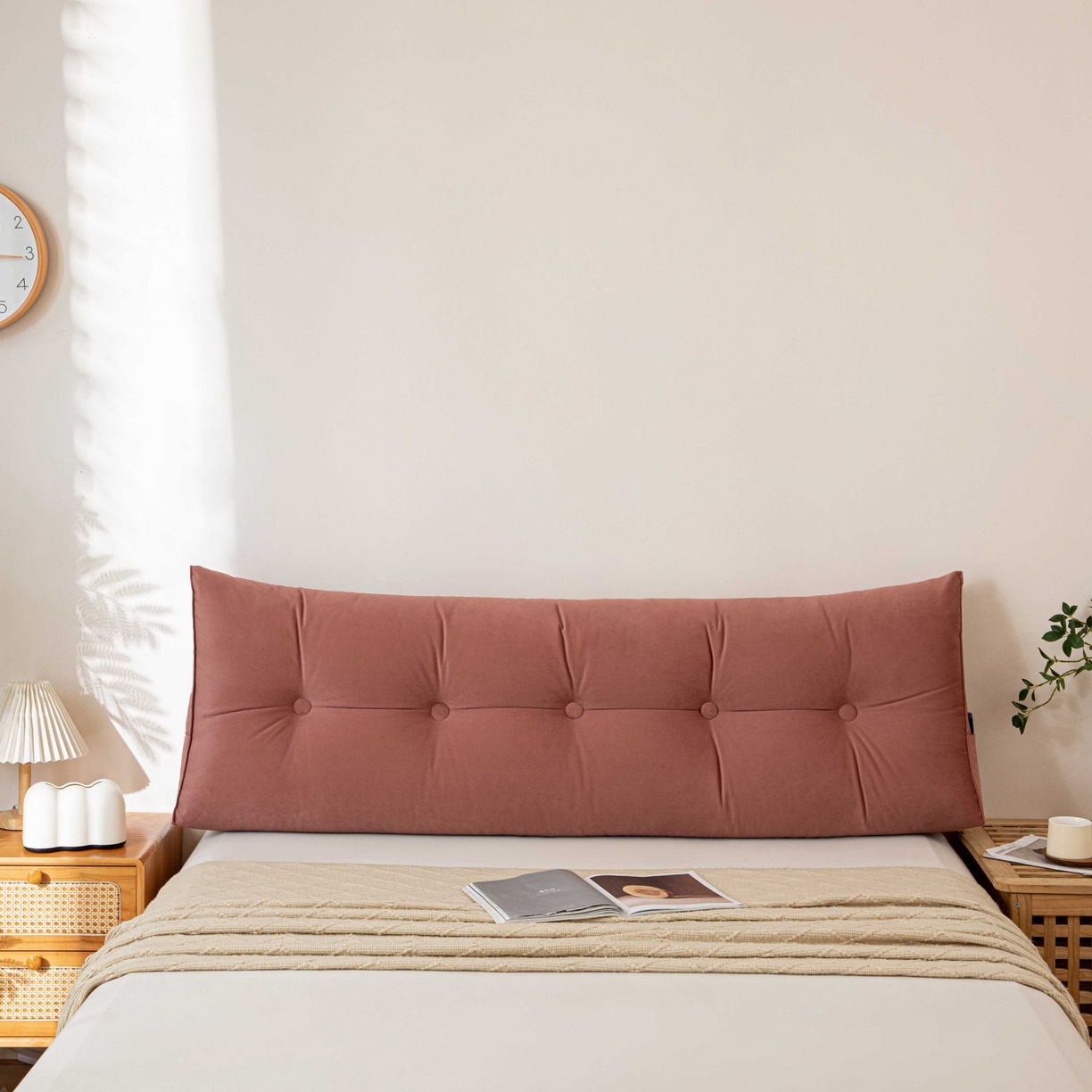 91家纺网 家纺一手货源 找家纺 沐沐家纺 2026新款磨砂绒三角靠背（不带头枕） 粉色