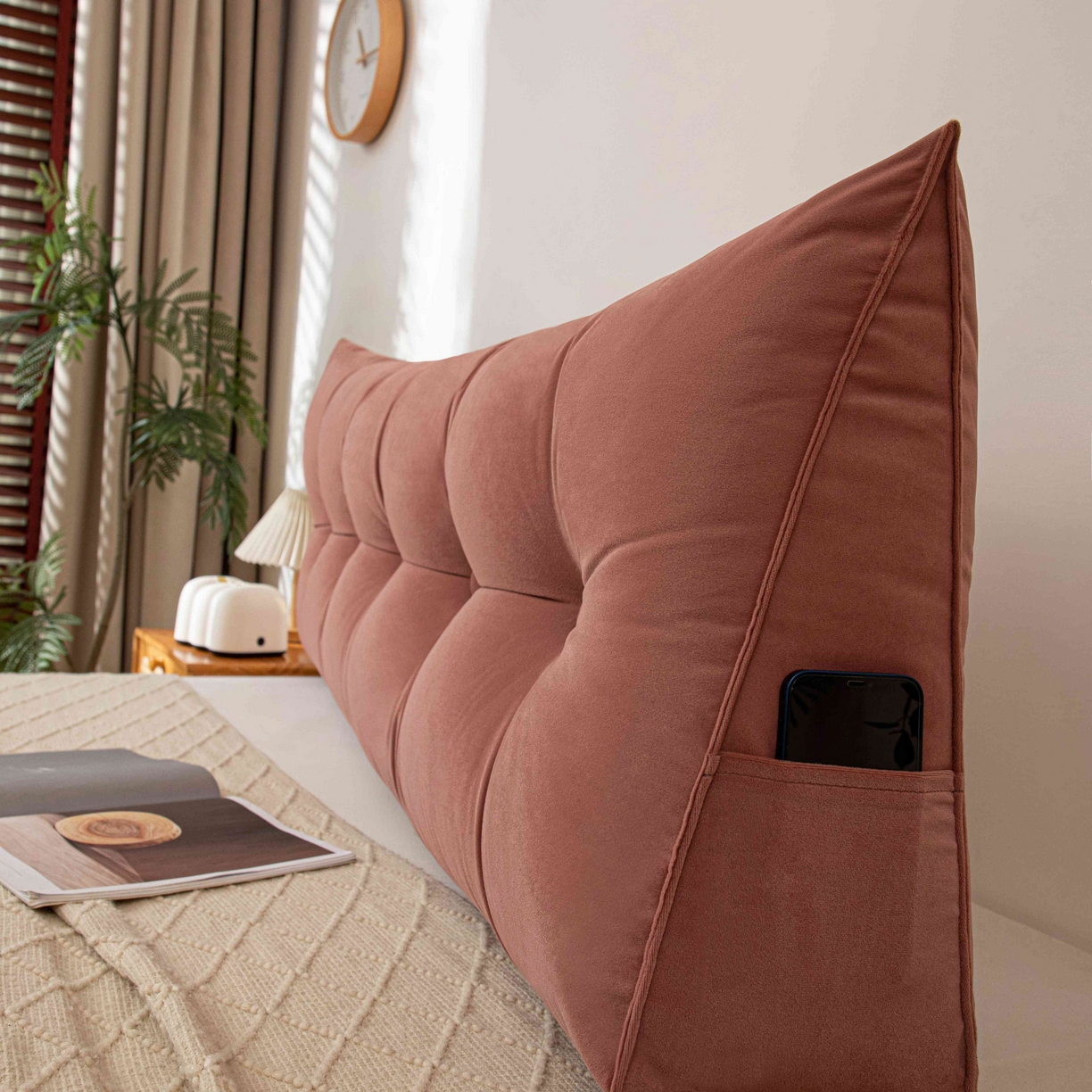 91家纺网 家纺一手货源 找家纺 沐沐家纺 2026新款磨砂绒三角靠背（不带头枕） 粉色