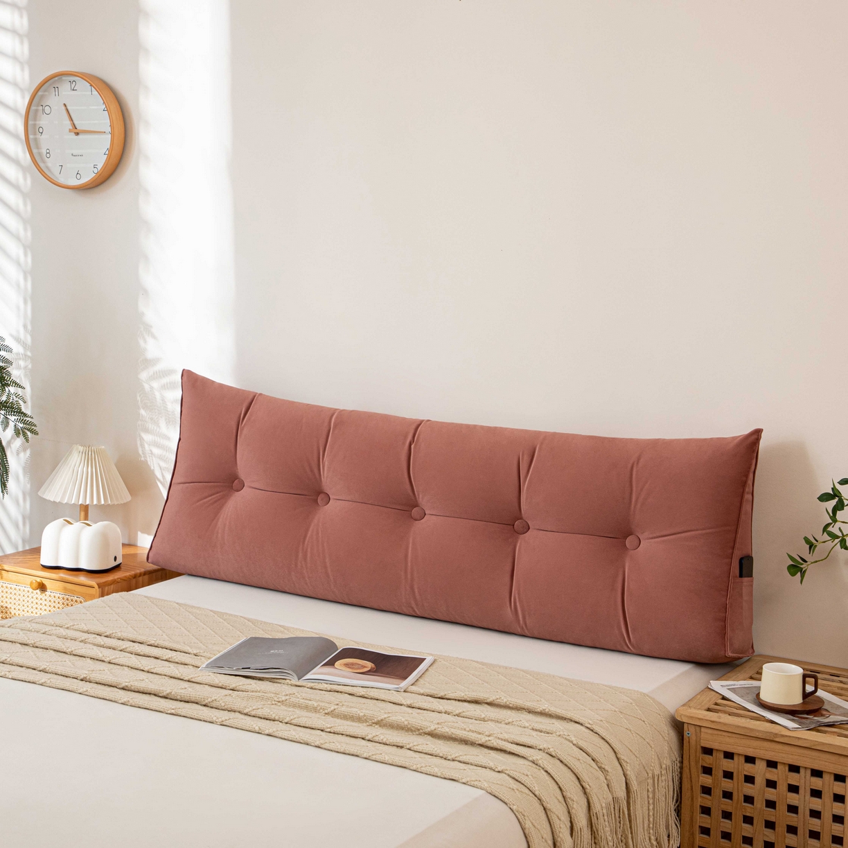 91家纺网 家纺一手货源 找家纺 沐沐家纺 2026新款磨砂绒三角靠背（不带头枕） 粉色