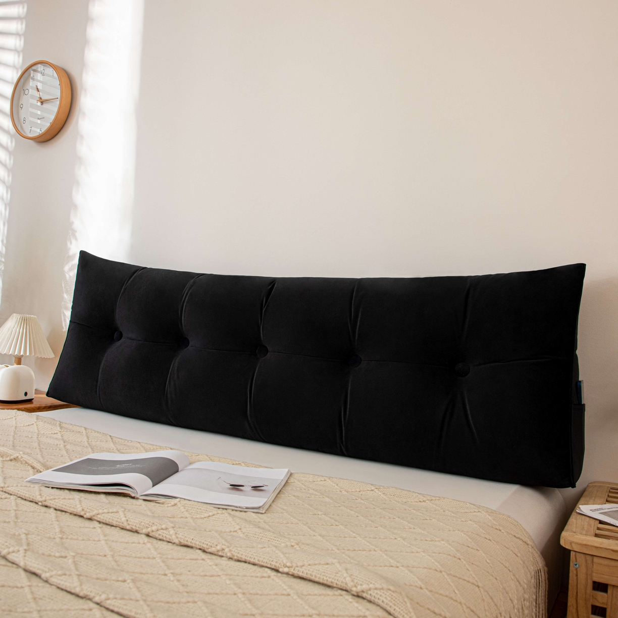 91家纺网 家纺一手货源 找家纺 沐沐家纺 2026新款磨砂绒三角靠背（不带头枕） 黑色