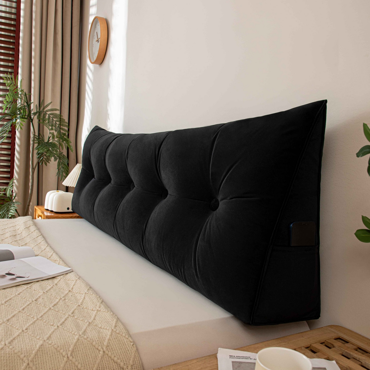 91家纺网 家纺一手货源 找家纺 沐沐家纺 2026新款磨砂绒三角靠背（不带头枕） 黑色