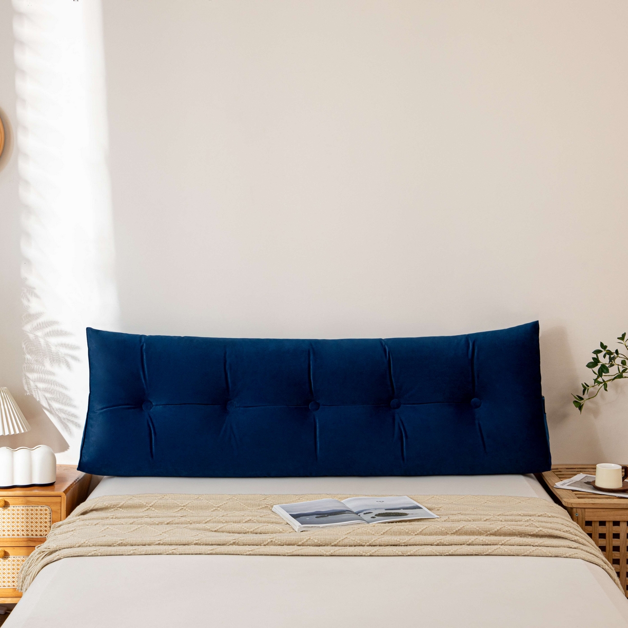 91家纺网 家纺一手货源 找家纺 沐沐家纺 2026新款磨砂绒三角靠背（不带头枕） 蓝色