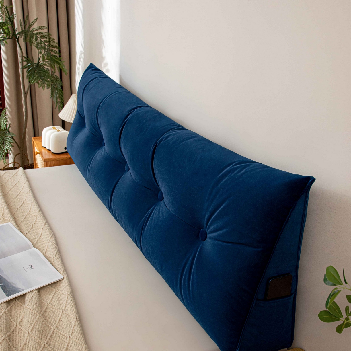 91家纺网 家纺一手货源 找家纺 沐沐家纺 2026新款磨砂绒三角靠背（不带头枕） 蓝色