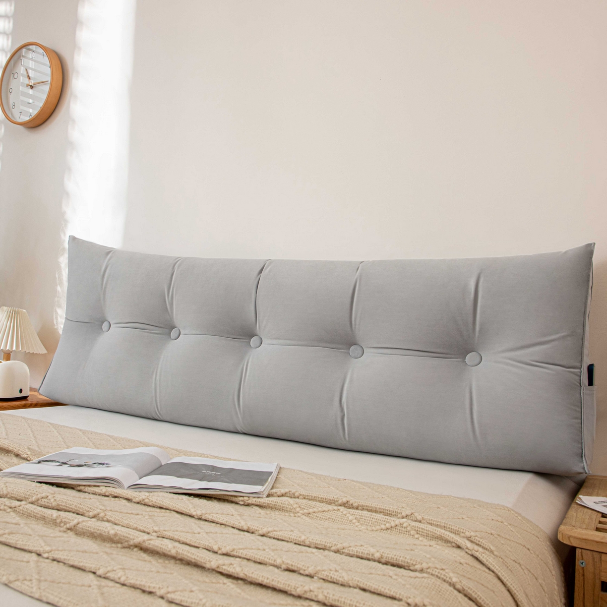 91家纺网 家纺一手货源 找家纺 沐沐家纺 2026新款磨砂绒三角靠背（不带头枕） 浅灰