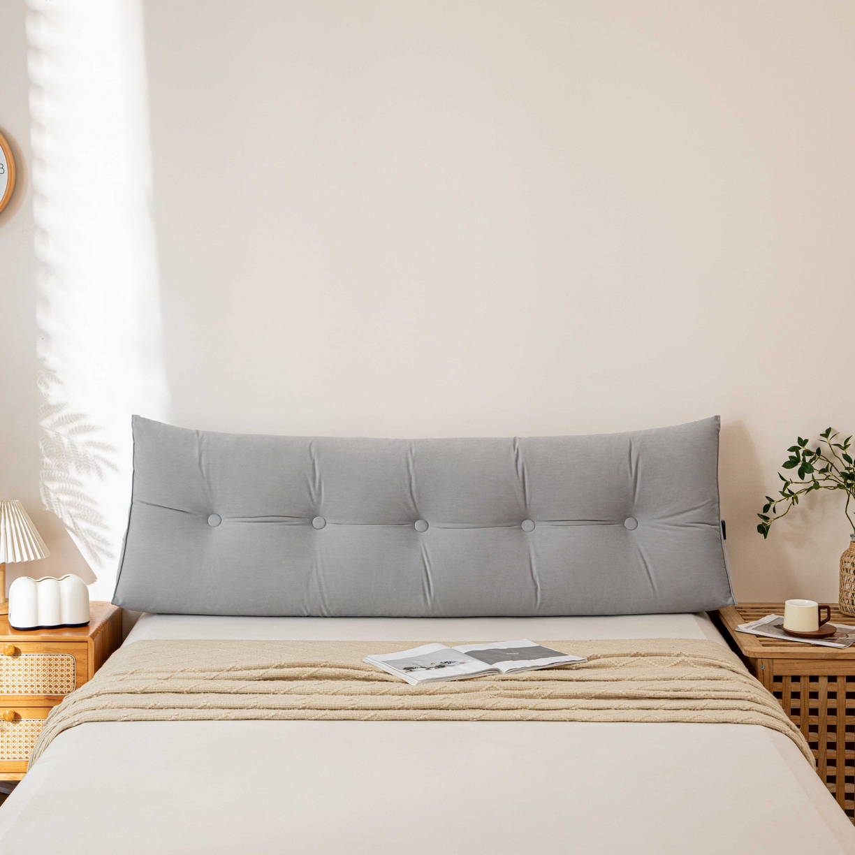 91家纺网 家纺一手货源 找家纺 沐沐家纺 2026新款磨砂绒三角靠背（不带头枕） 浅灰