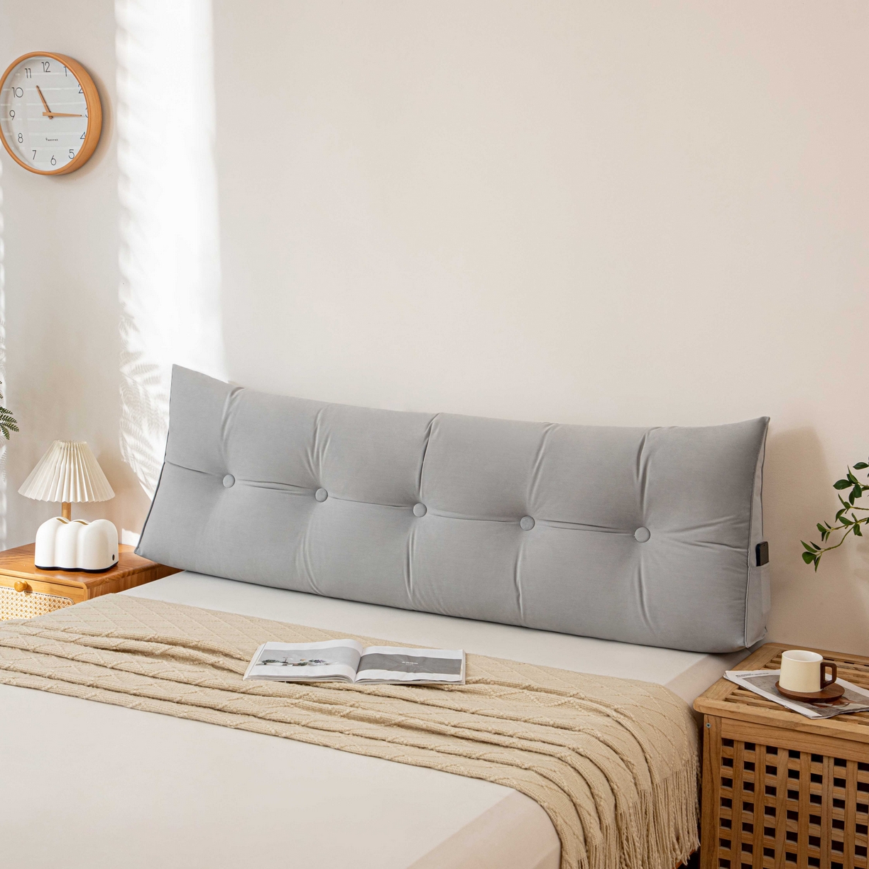 91家纺网 家纺一手货源 找家纺 沐沐家纺 2026新款磨砂绒三角靠背（不带头枕） 浅灰