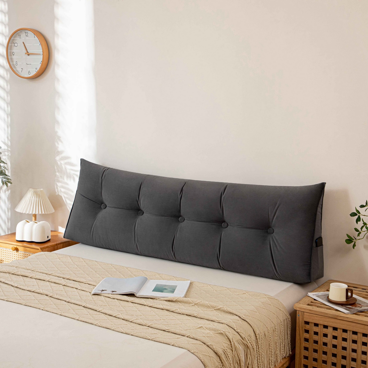 91家纺网 家纺一手货源 找家纺 沐沐家纺 2026新款磨砂绒三角靠背（不带头枕） 深灰