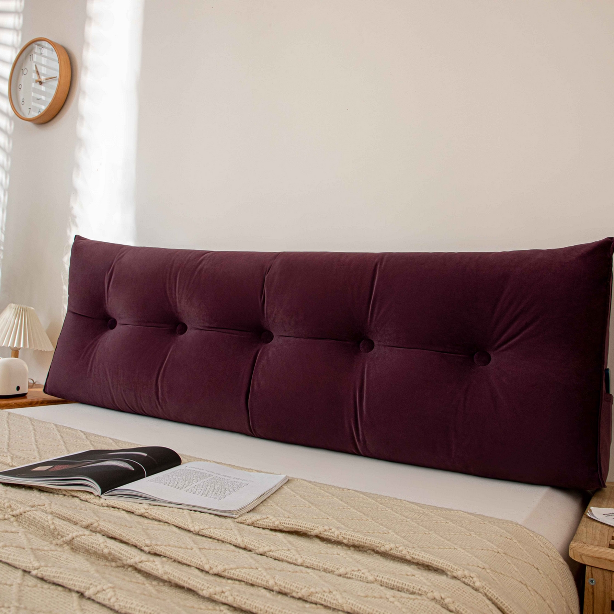 91家纺网 家纺一手货源 找家纺 沐沐家纺 2026新款磨砂绒三角靠背（不带头枕） 紫色