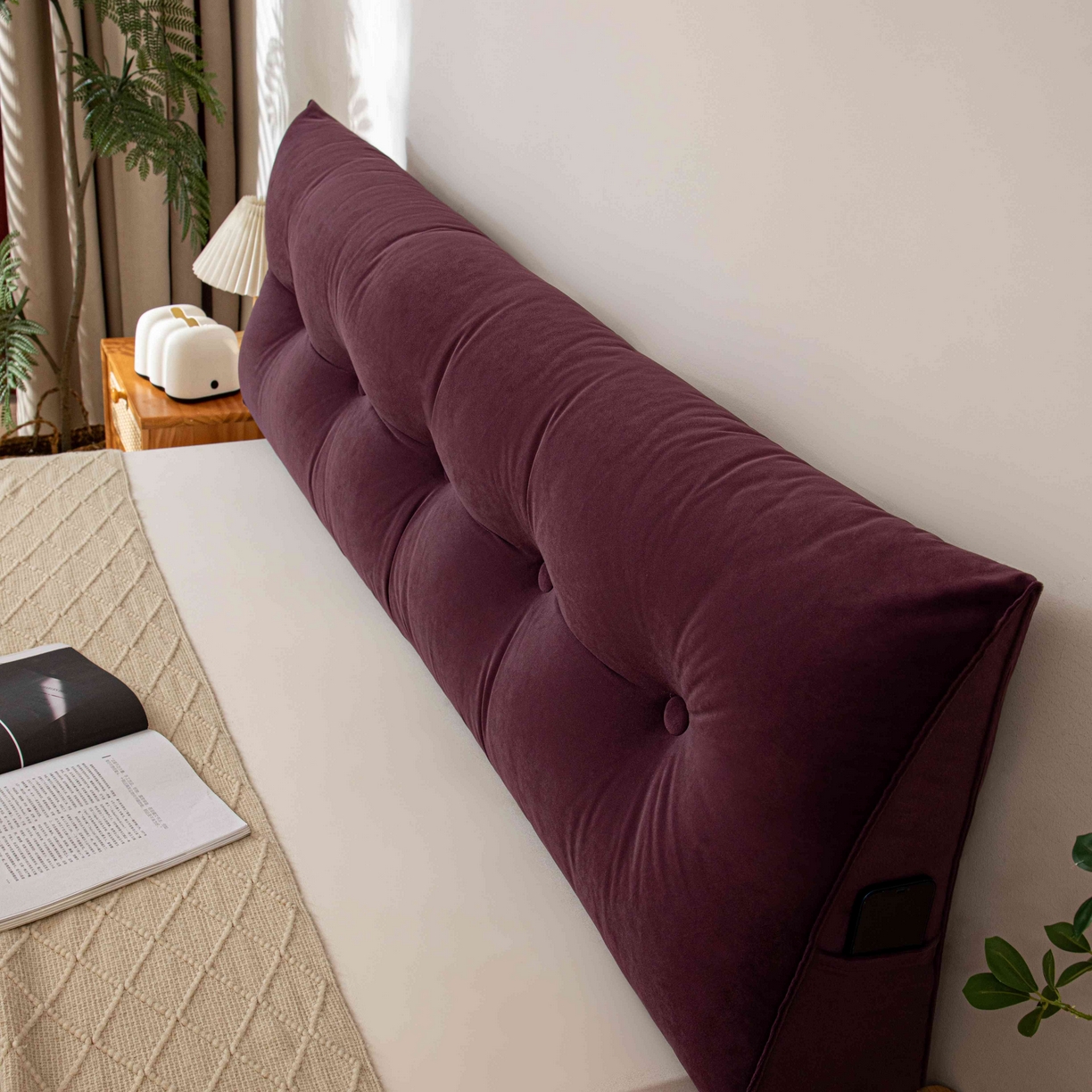 91家纺网 家纺一手货源 找家纺 沐沐家纺 2026新款磨砂绒三角靠背（不带头枕） 紫色