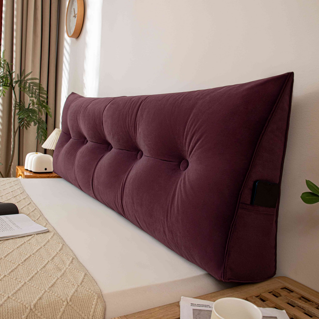 91家纺网 家纺一手货源 找家纺 沐沐家纺 2026新款磨砂绒三角靠背（不带头枕） 紫色