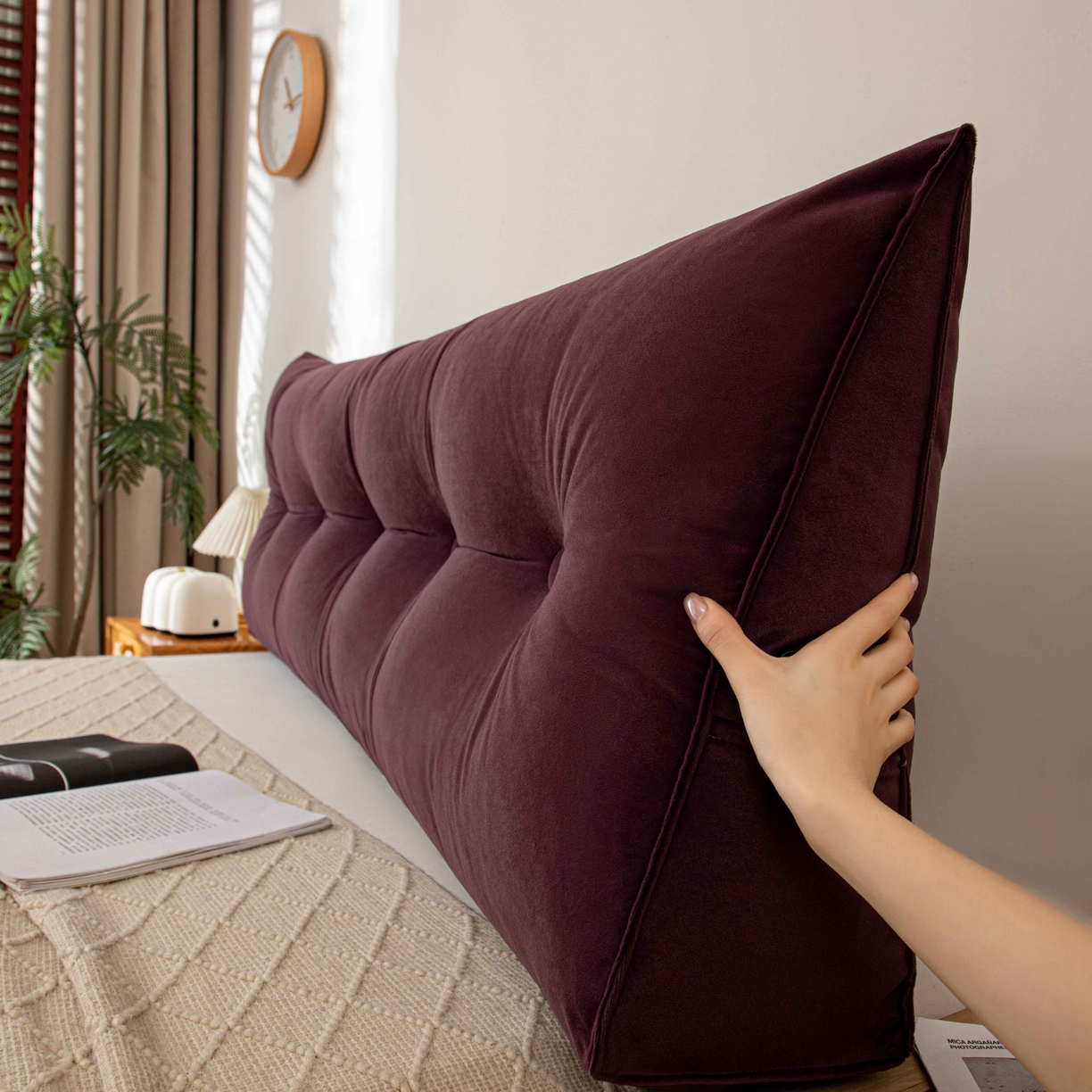 91家纺网 家纺一手货源 找家纺 沐沐家纺 2026新款磨砂绒三角靠背（不带头枕） 紫色